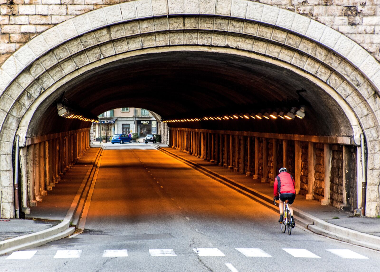 Nikon D5600 sample photo. Tunnel, cyclist, riding a photography