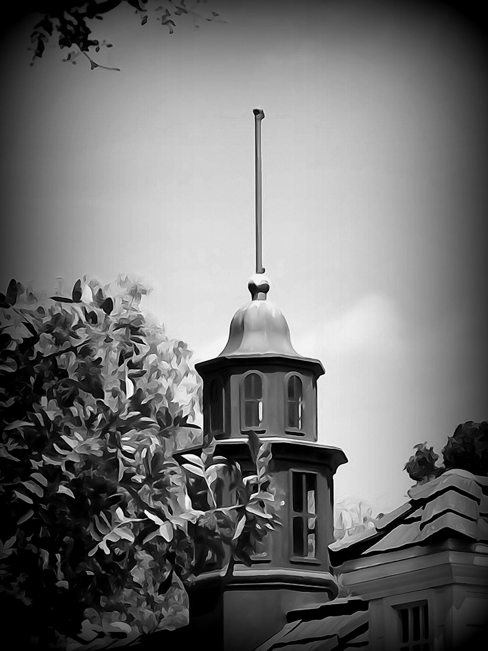 Sony Cyber-shot DSC-HX20V sample photo. Black and white, steeple photography