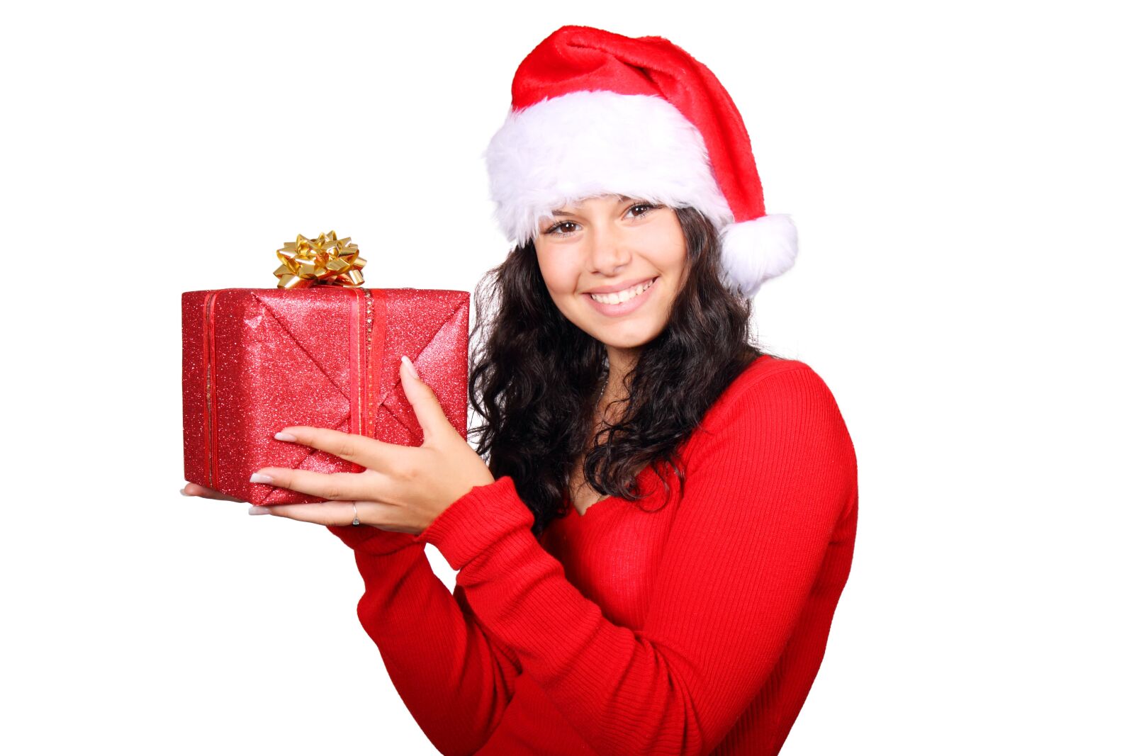 Canon EOS 50D sample photo. Red, girl, gift, christmas photography