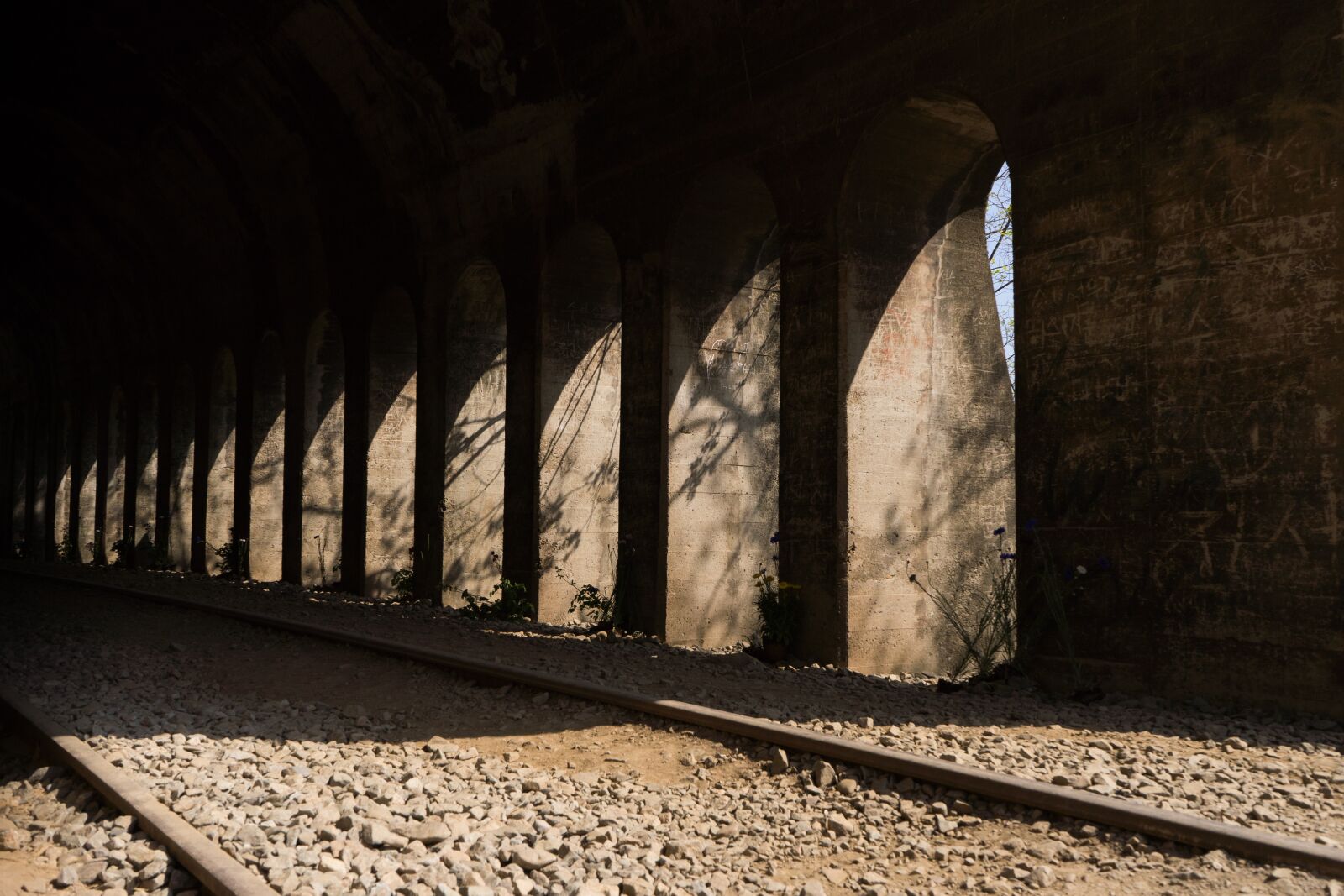 Sony a7 II sample photo. Tunnel, railway, contrast photography