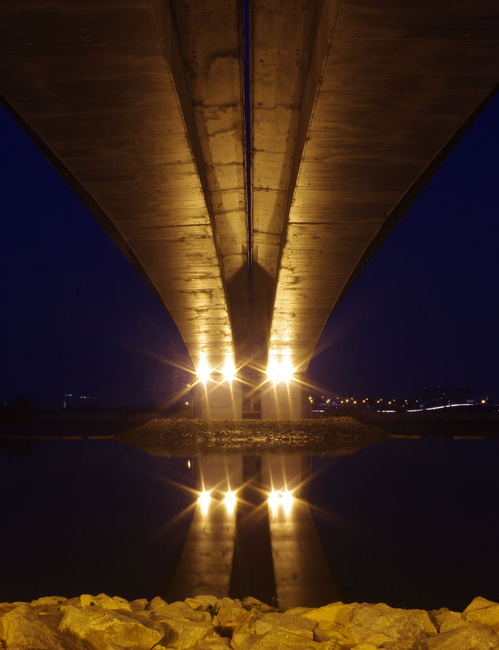 Pentax K-x sample photo. Bridge, night, river photography
