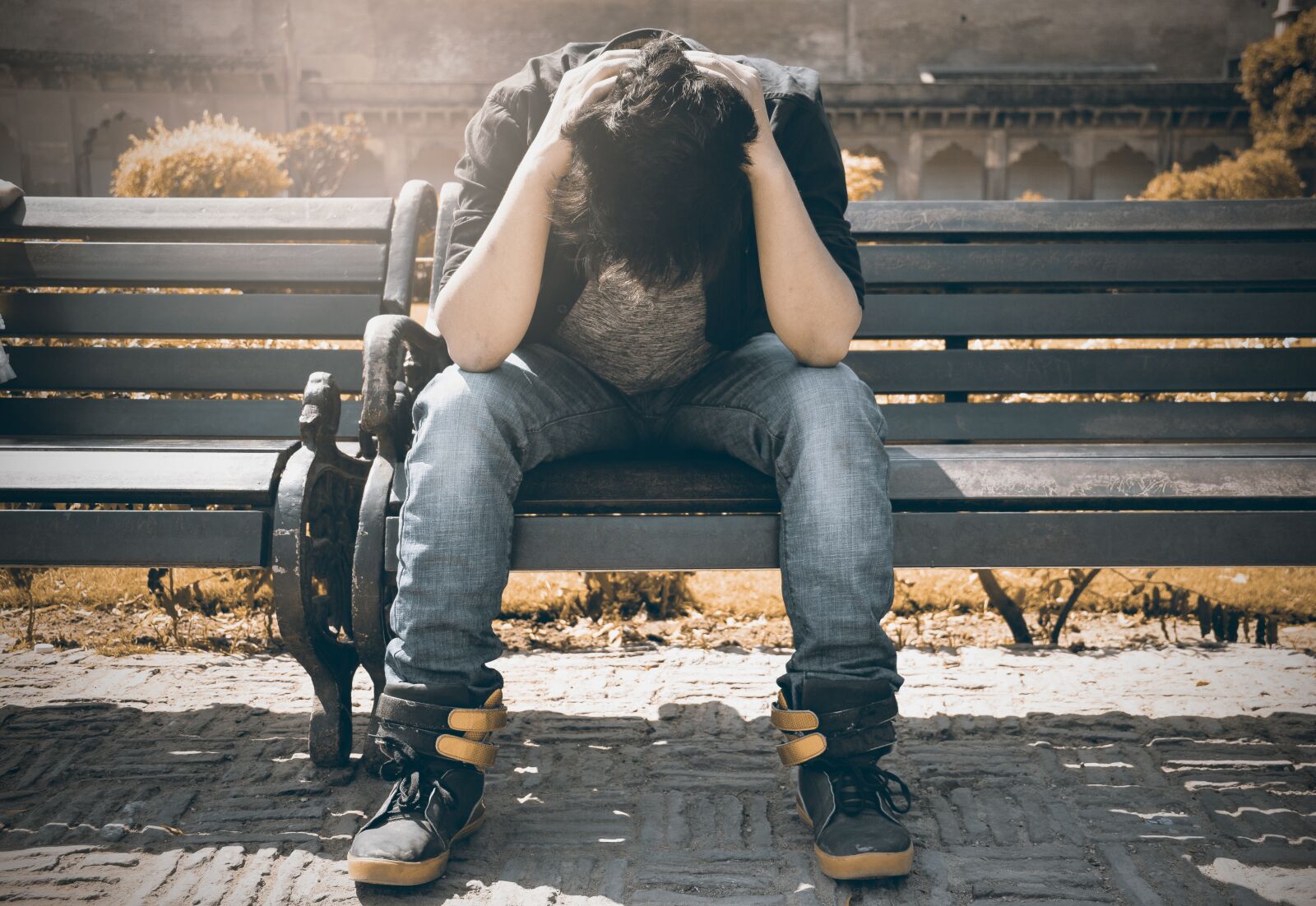 Nikon D5300 sample photo. Alone, benches, blue jeans photography