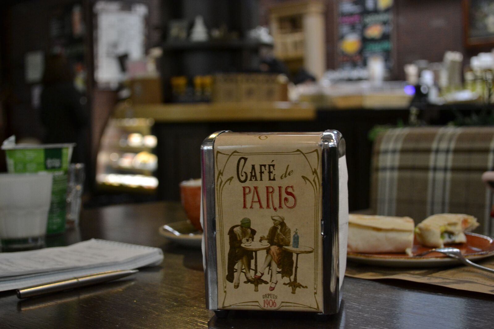 Nikon D3100 sample photo. Napkin holder, café, table photography