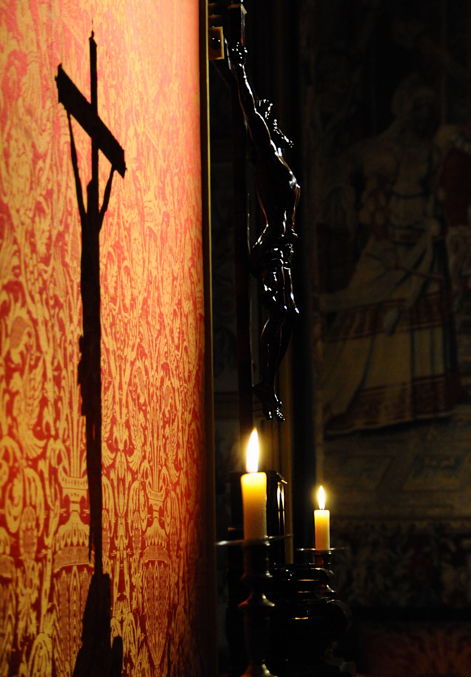 Nikon D300 sample photo. Christ, shadow, candle photography