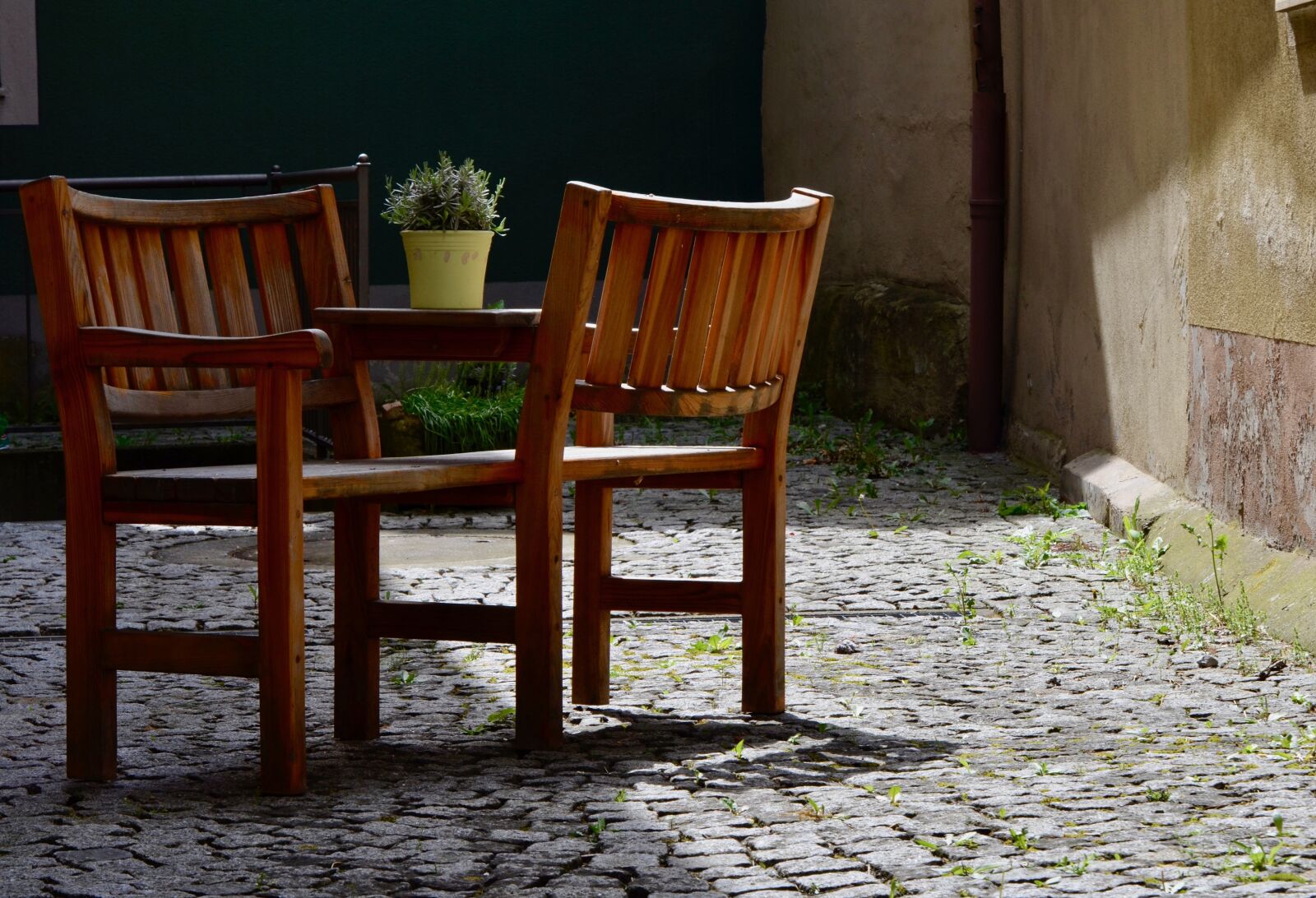 Nikon D5100 sample photo. Backyard, hof, bench photography