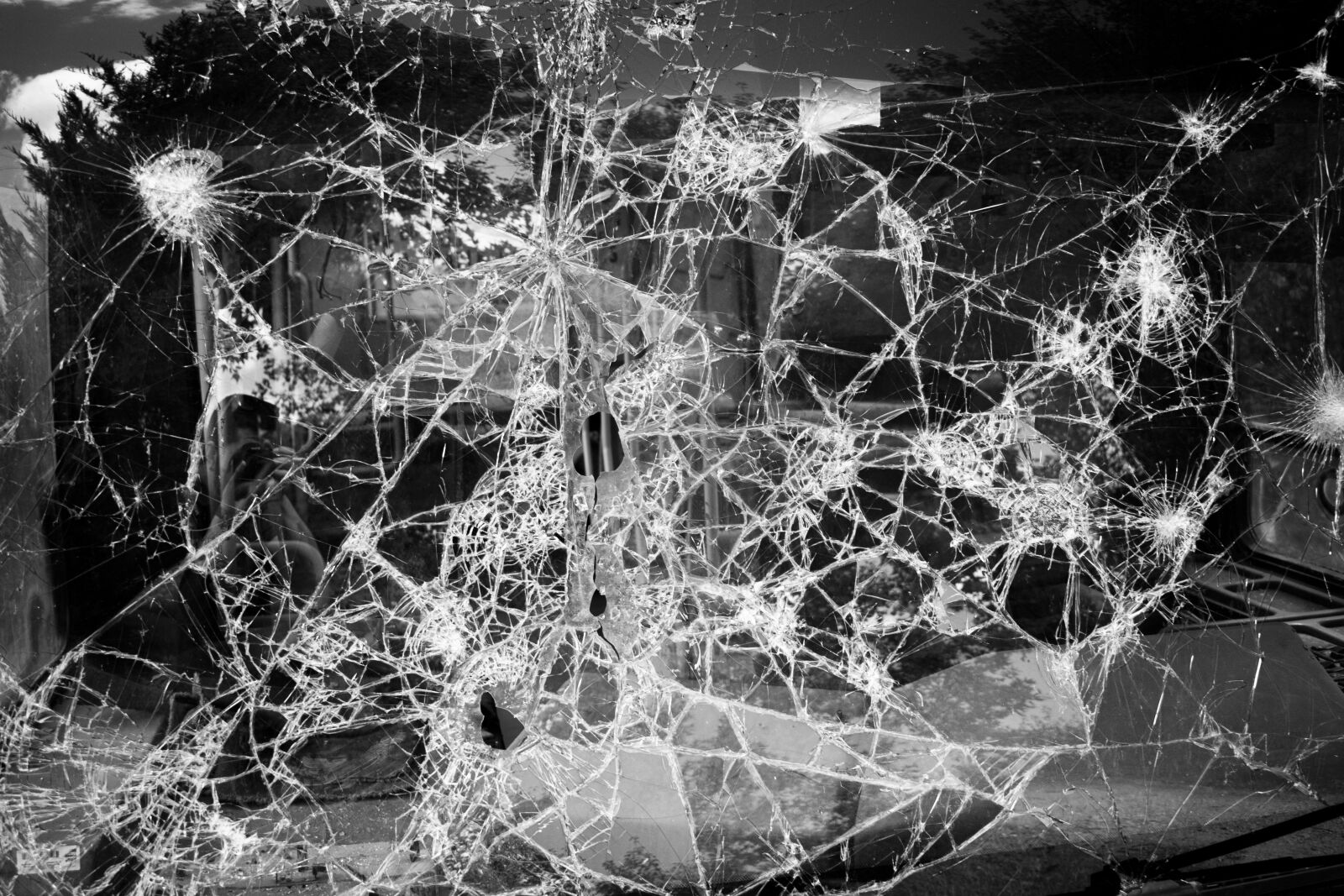 Nikon D3300 sample photo. Destroyed, windshield, broken glass photography