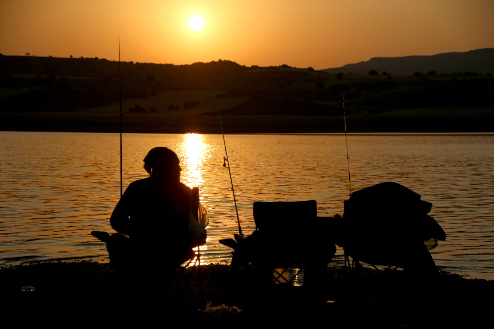 Canon EOS 70D sample photo. Sunset, solar, fishing rod photography