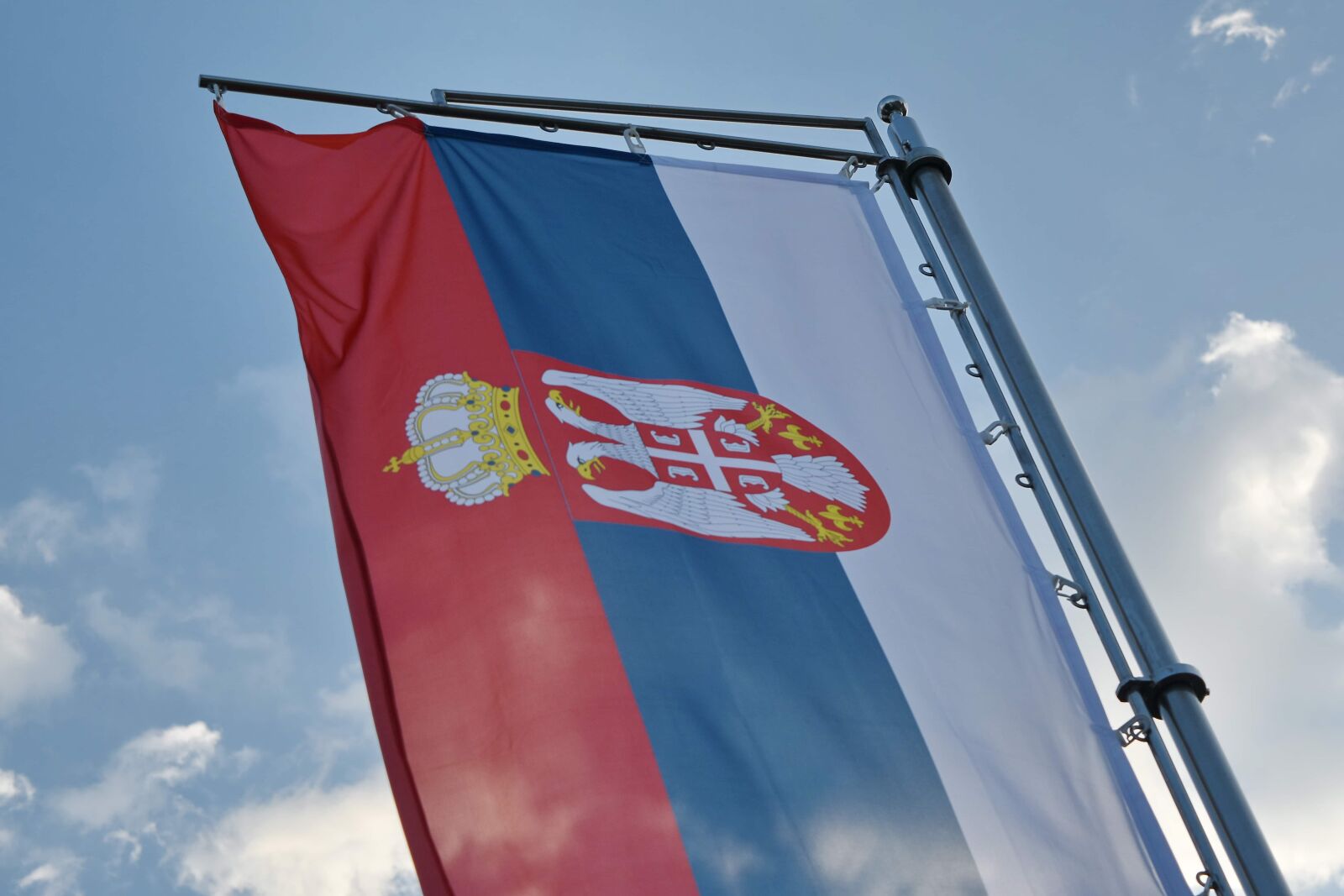 Nikon D5500 sample photo. Serbia, emblem, flag, wind photography