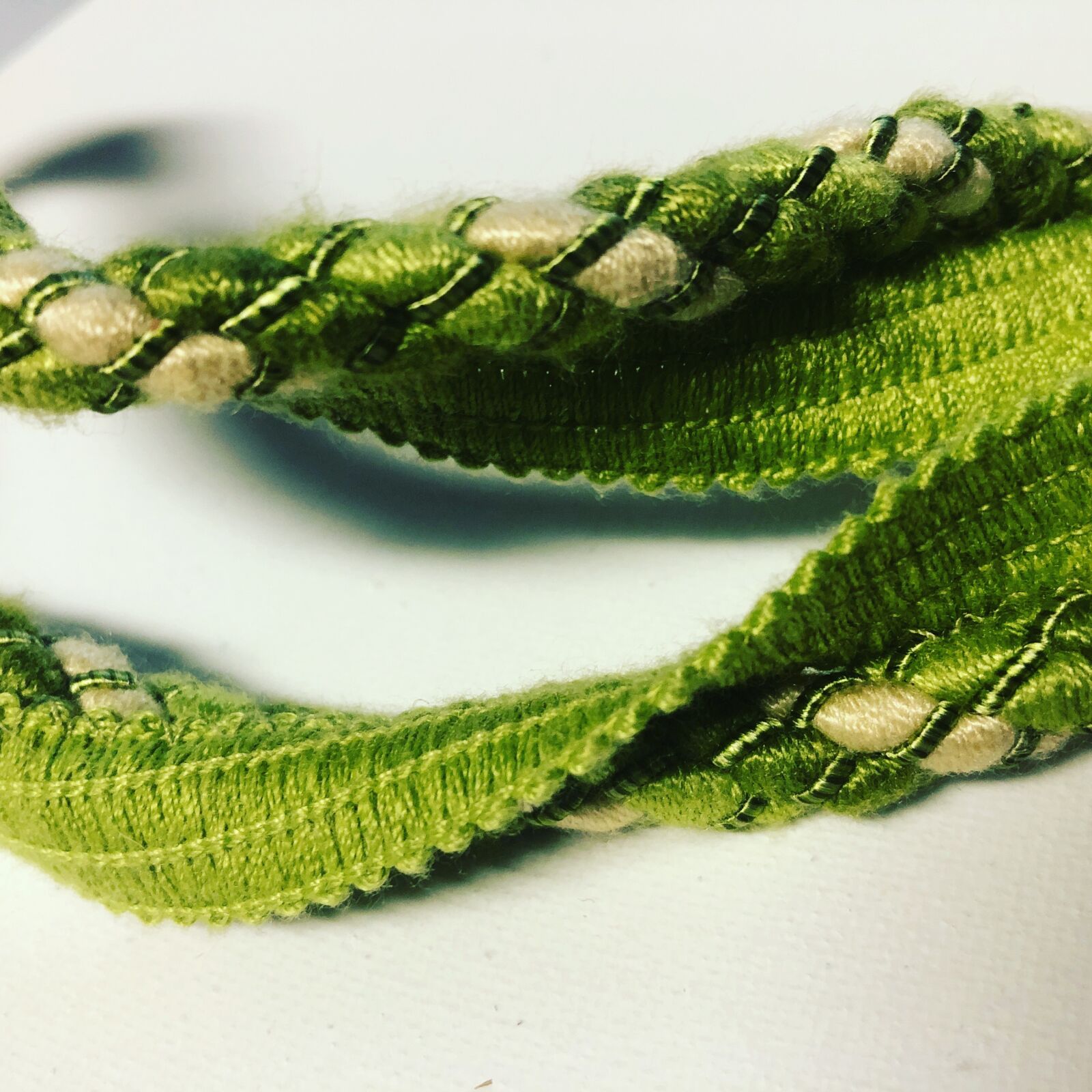 iPhone 8 back camera 3.99mm f/1.8 sample photo. Green, thread, textile photography