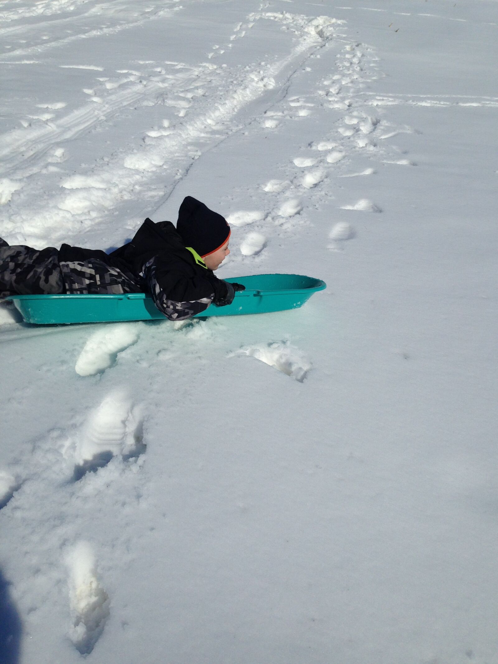 iPhone 5c back camera 4.12mm f/2.4 sample photo. Snow, sled, sledding photography