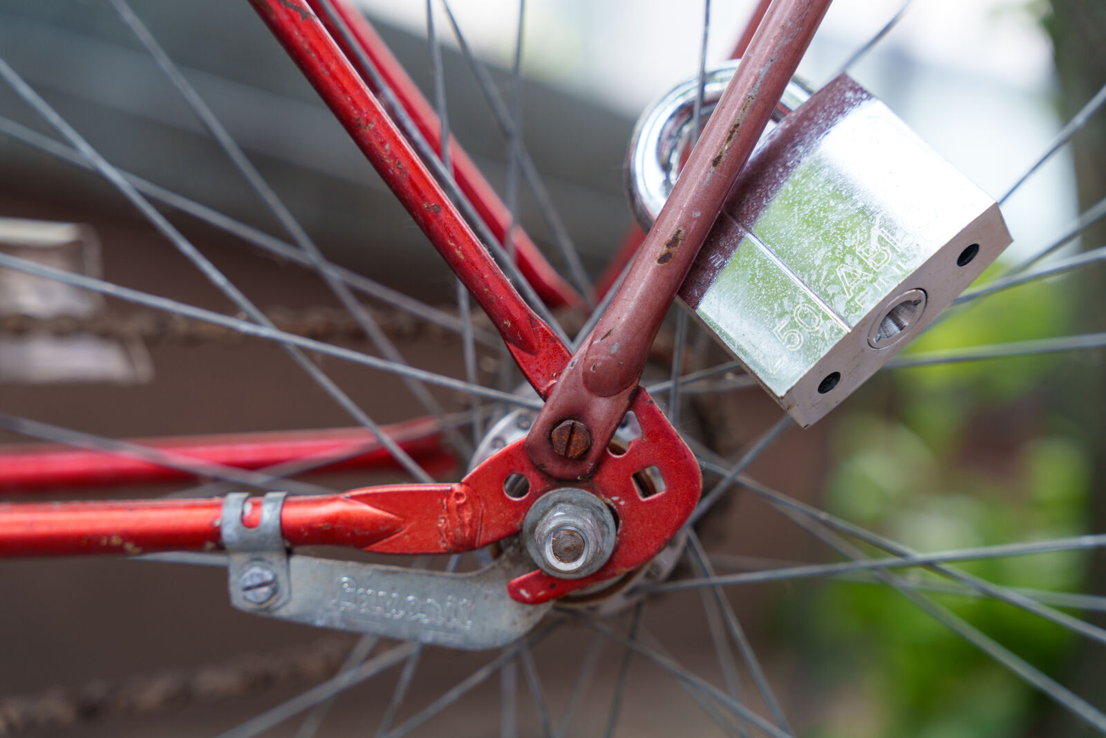 Sony a7R V sample photo. Bicycle lock photography