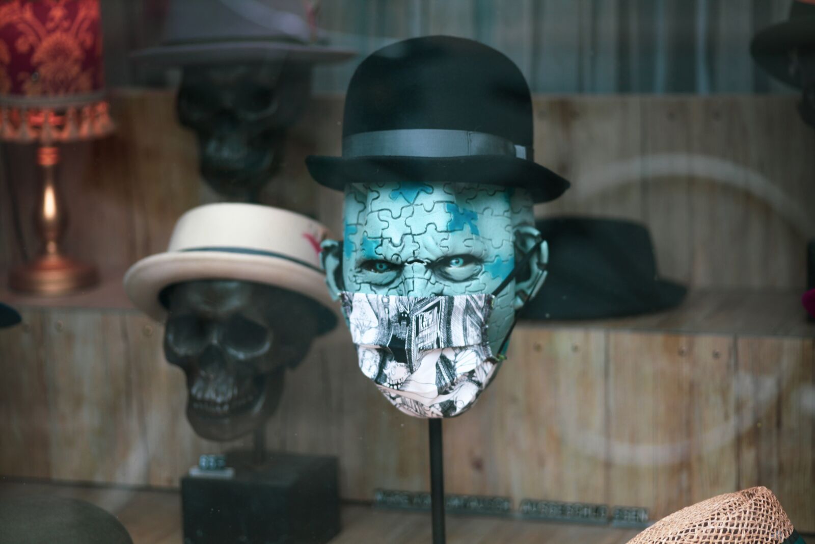 Canon EOS 5D Mark II sample photo. Window, skull, mouth-nose protection photography