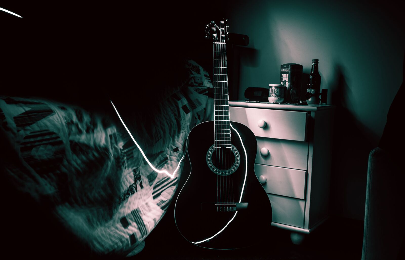 Nikon D3100 sample photo. Guitar, room, music photography