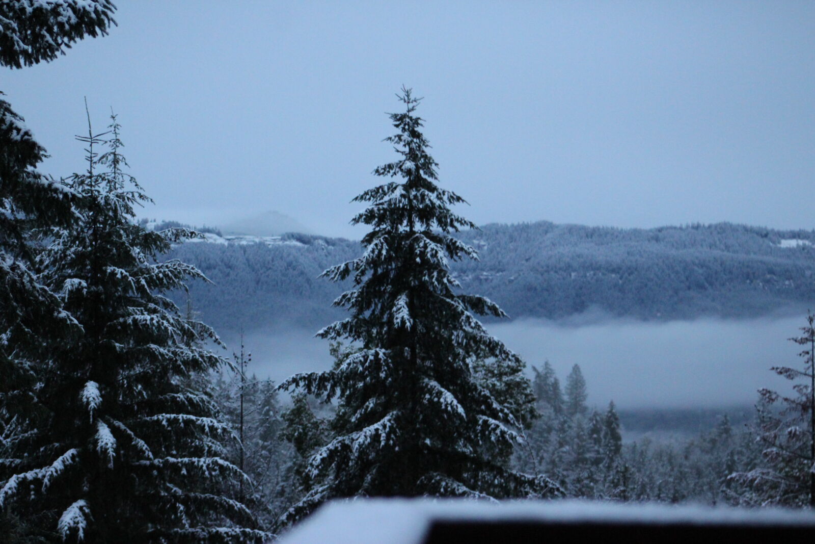 Canon EF 75-300mm f/4-5.6 sample photo. Deck, forest, home, snow photography
