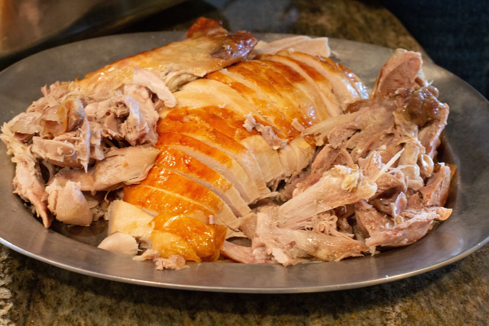 Canon EF 50mm F1.4 USM sample photo. Turkey, platter, sliced photography