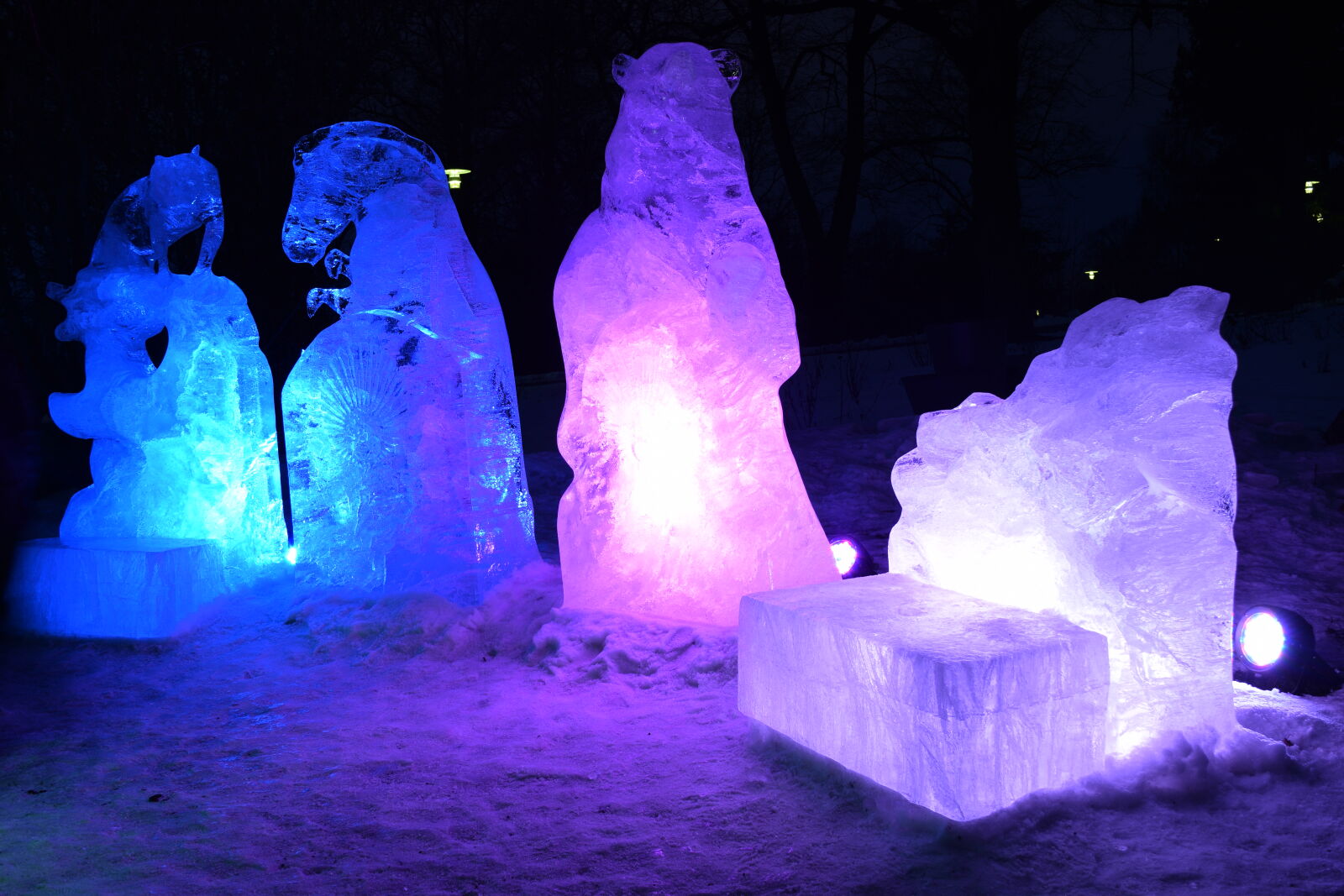 Nikon D3300 sample photo. Lighted ice sculpting photography
