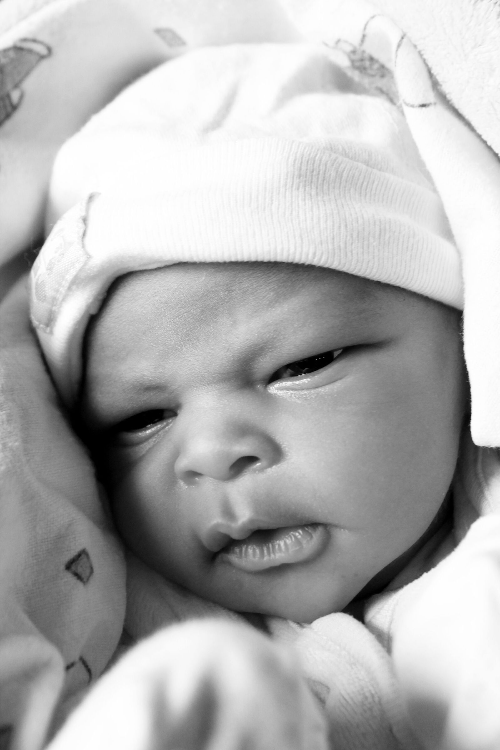 Canon EOS 1100D (EOS Rebel T3 / EOS Kiss X50) sample photo. Newborn, baby, grayscale photography