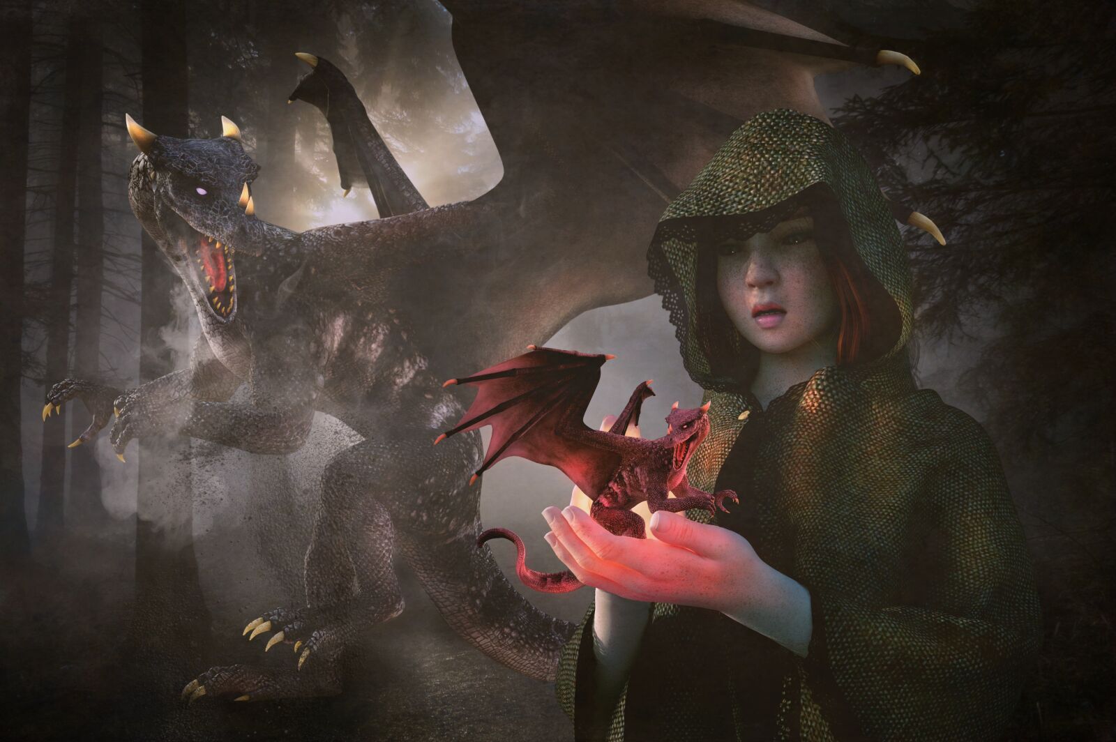 Canon EOS 70D sample photo. Dragon, child, forest photography