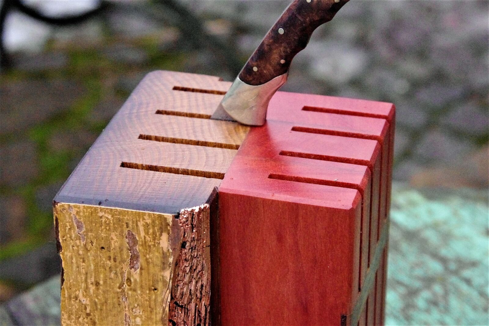 Pentax K-x sample photo. Knife block, anike oak photography