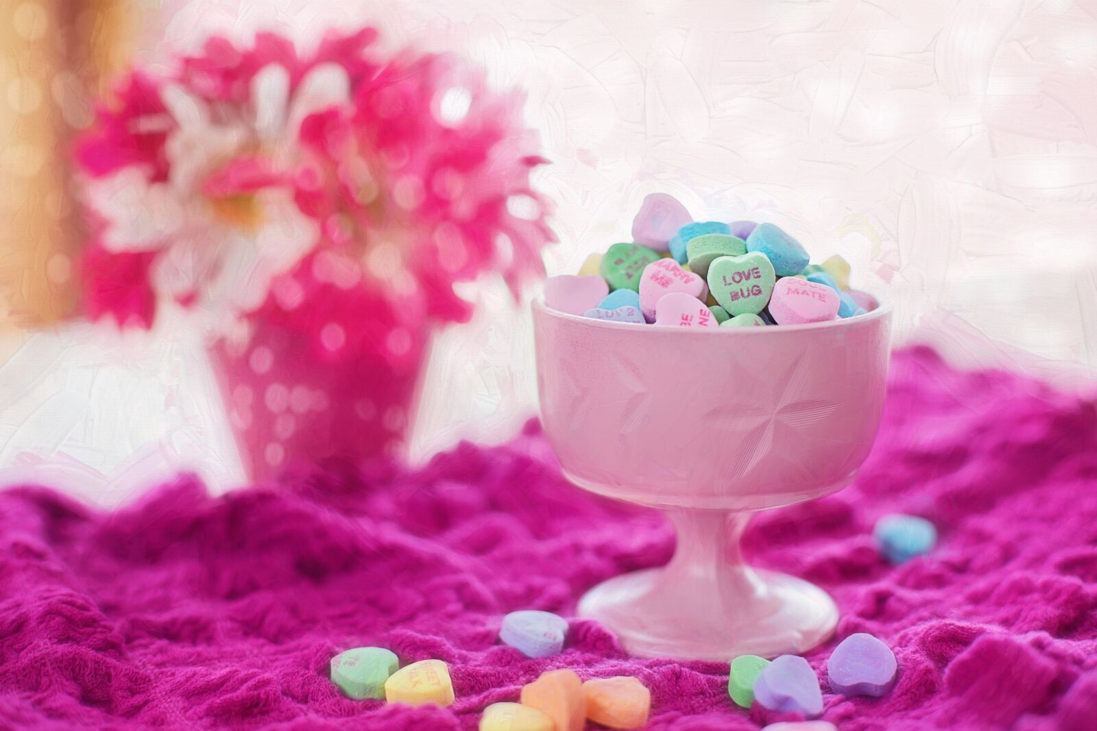 Canon EF 50mm F1.4 USM sample photo. Assorted, colored, heart, candies photography