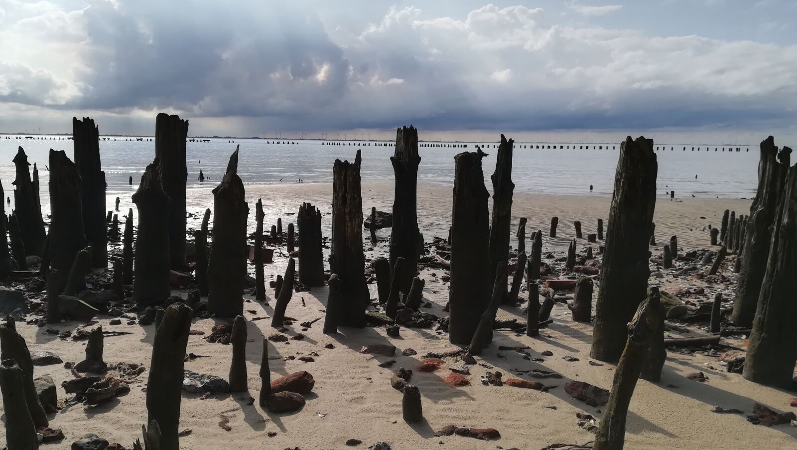 HUAWEI PRA-LX1 sample photo. North sea, wooden posts photography