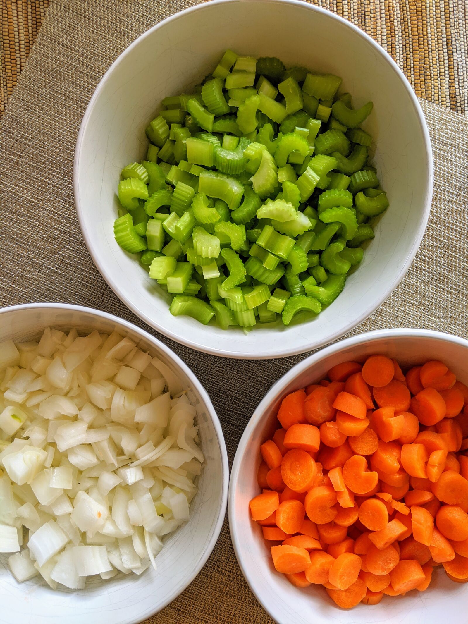 Google Pixel 3 XL sample photo. Vegetables, mirepoix, food prep photography