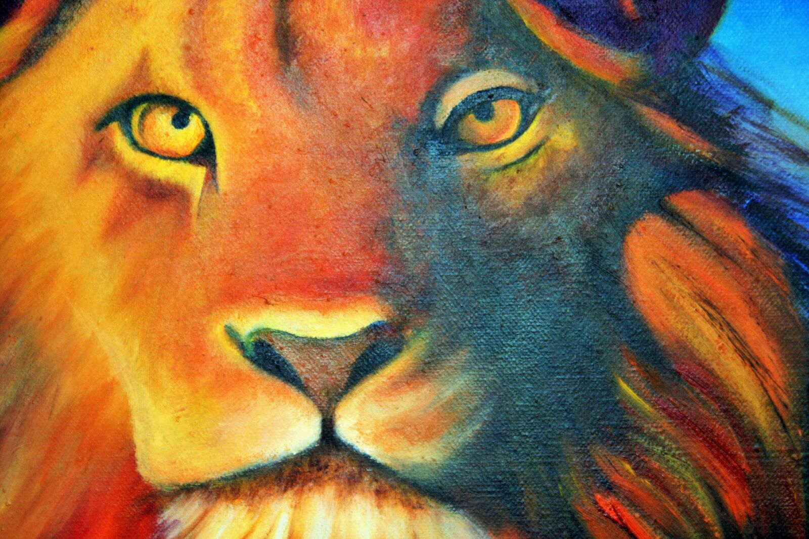 Canon EOS 400D (EOS Digital Rebel XTi / EOS Kiss Digital X) sample photo. Lion in oils, painting photography