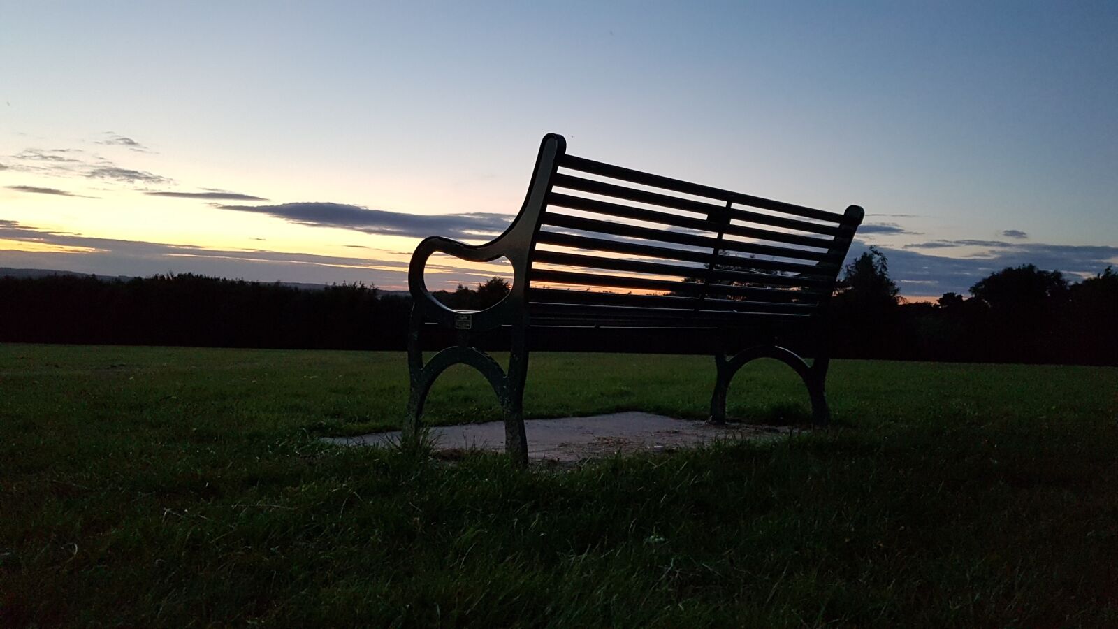 Samsung Galaxy S7 sample photo. Park bench, sunset, landscape photography