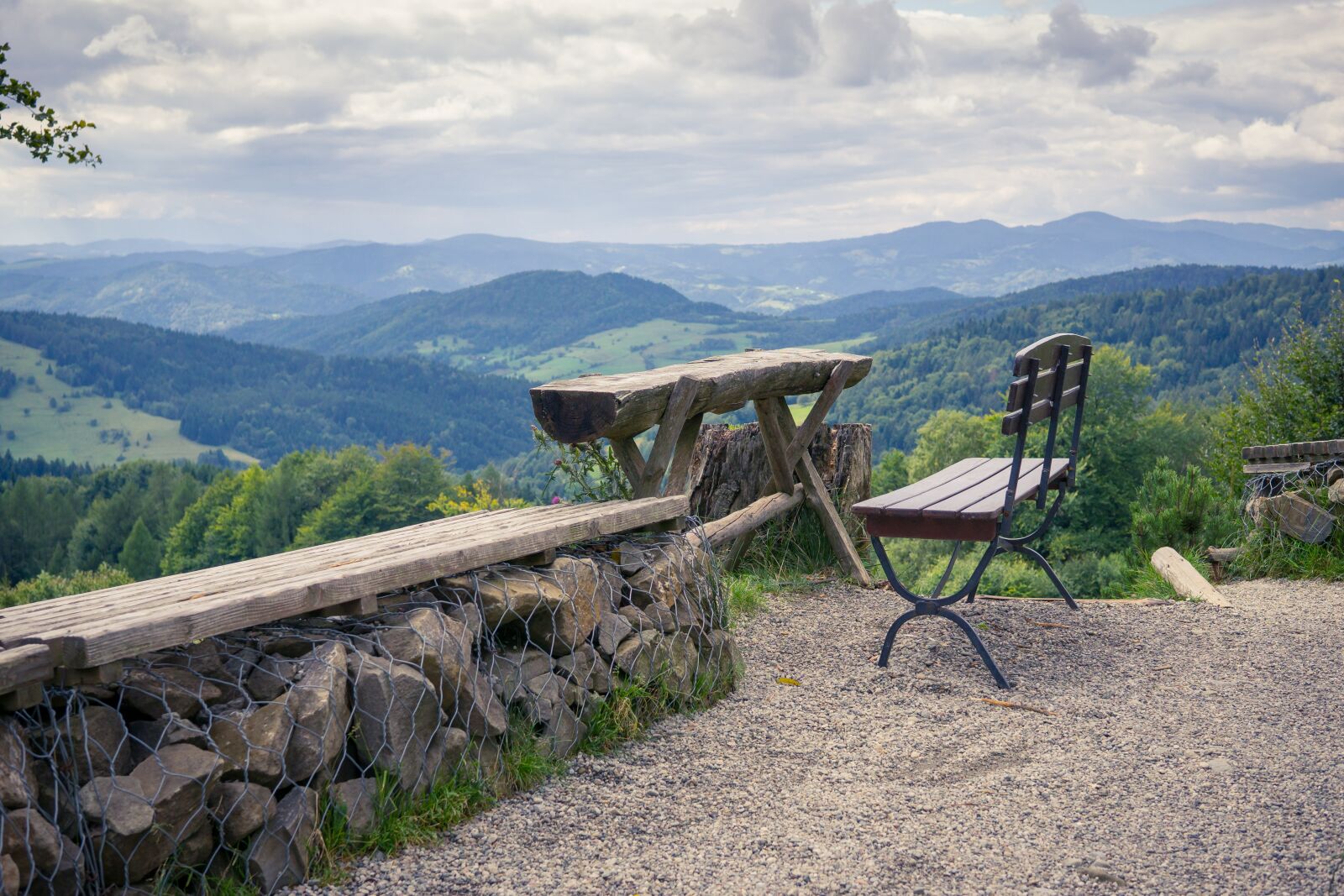 Sony a6000 + Sigma 30mm F2.8 EX DN sample photo. Mountains, bench, dining table photography
