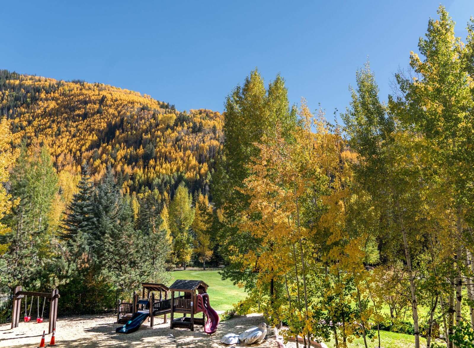 Sony a7R II + Sony FE 24-240mm F3.5-6.3 OSS sample photo. Ford park, playground, vail photography