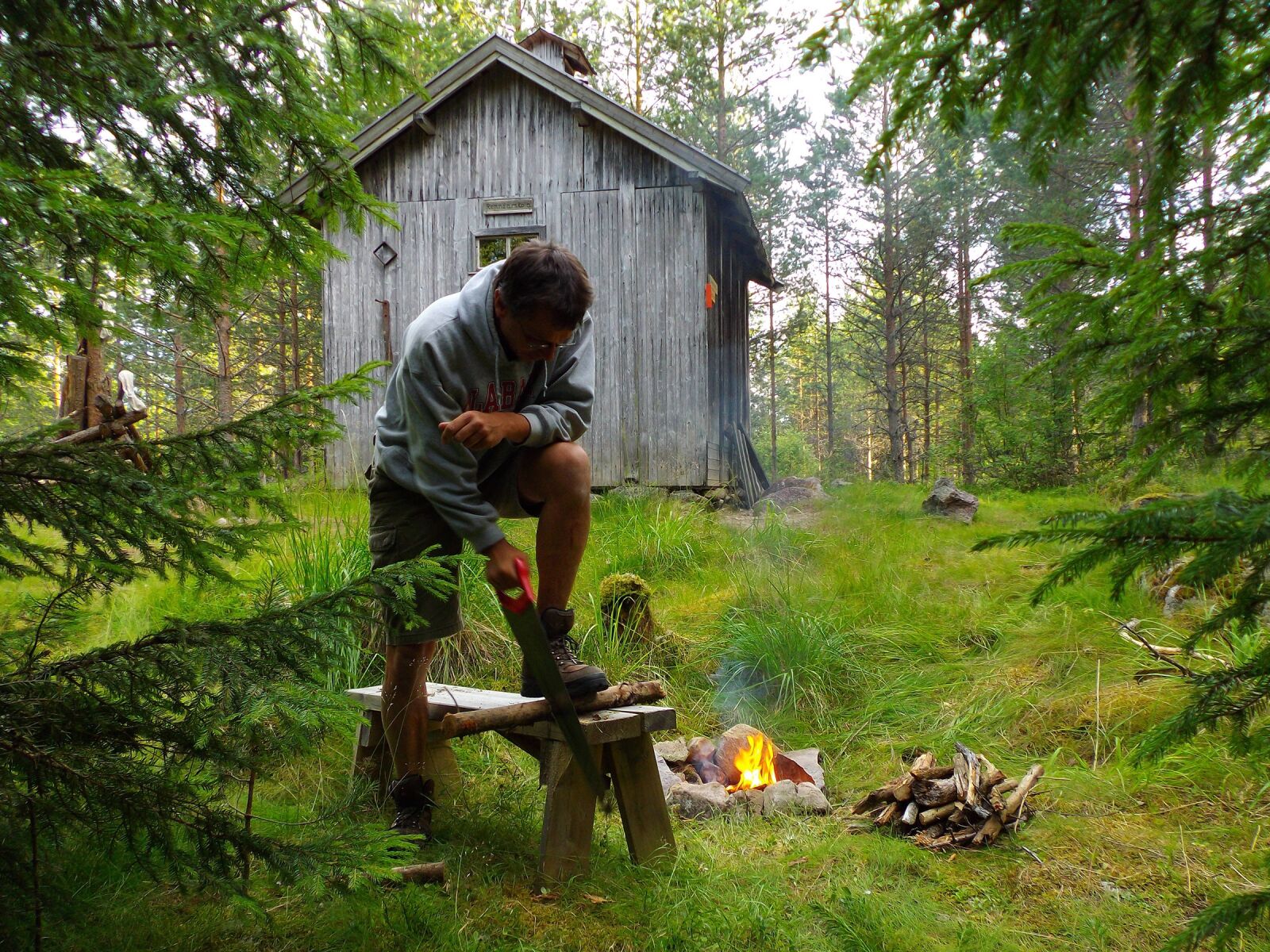 Pentax Optio VS20 sample photo. Norway, nature, log cabin photography