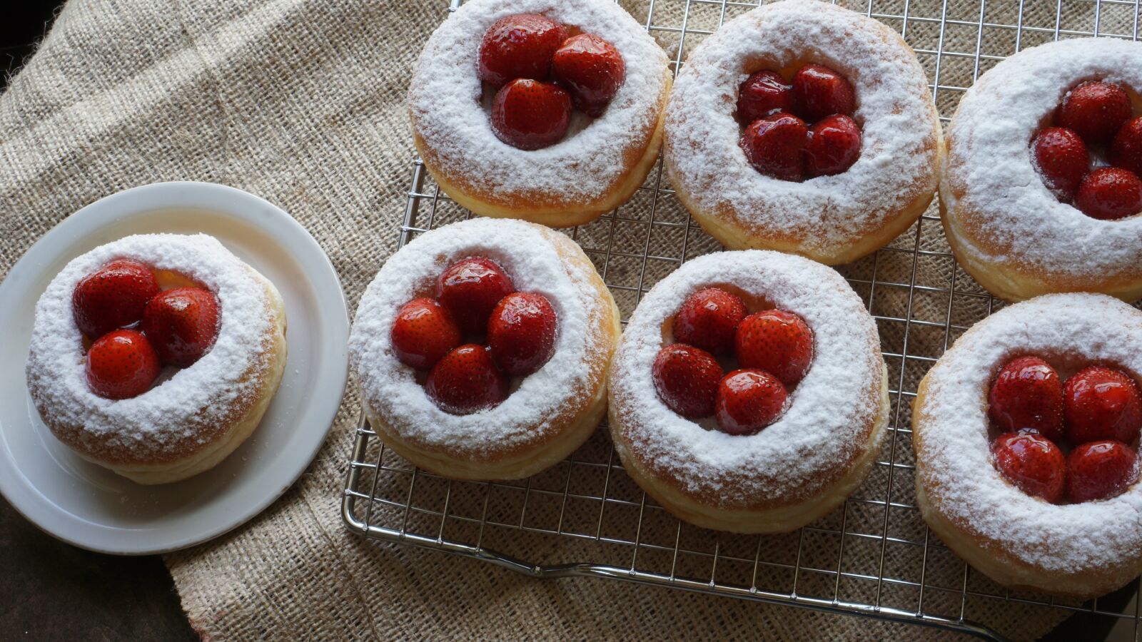 Sony E 35mm F1.8 OSS sample photo. Donuts, strawberry, doughnuts photography