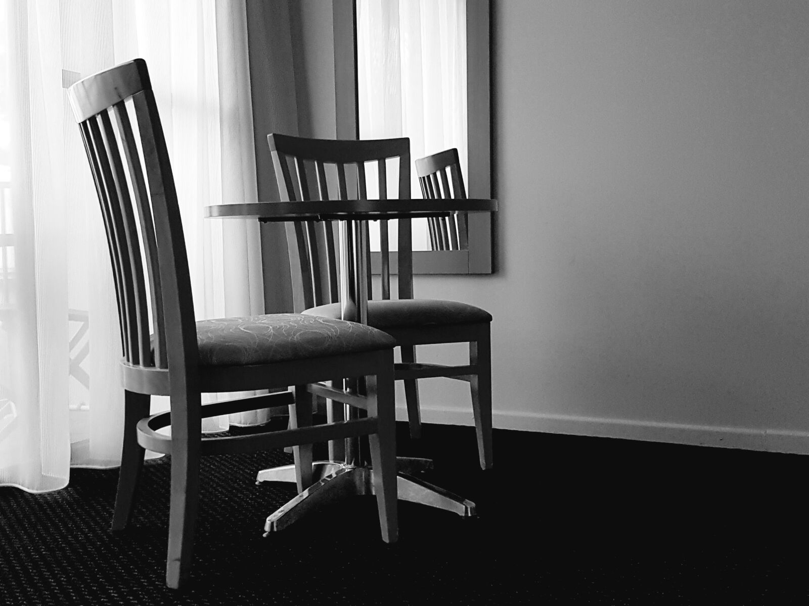 Samsung Galaxy S7 sample photo. Black, and, white, chairs photography