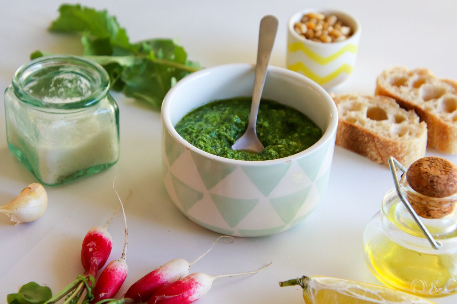 Canon EOS 800D (EOS Rebel T7i / EOS Kiss X9i) sample photo. Radish fade, pesto, salsa photography