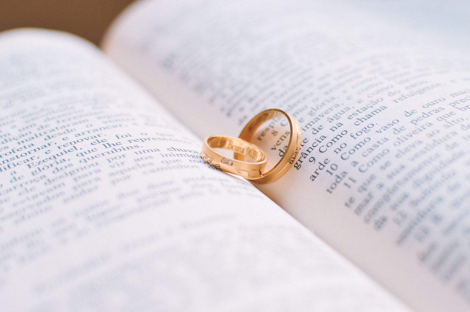 Nikon D3200 + Nikon AF-S DX Nikkor 35mm F1.8G sample photo. Love, rings, wedding, bible photography