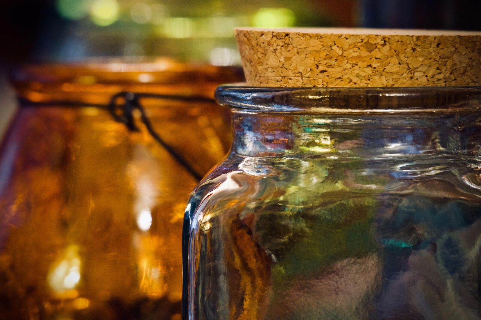 Canon EOS M sample photo. Glass jars, containers, lights photography