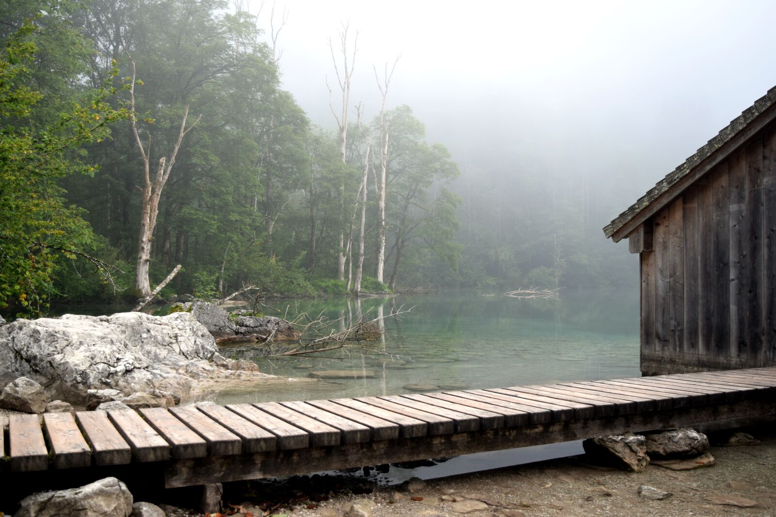 Nikon D5300 sample photo. Lake, fog, hut photography