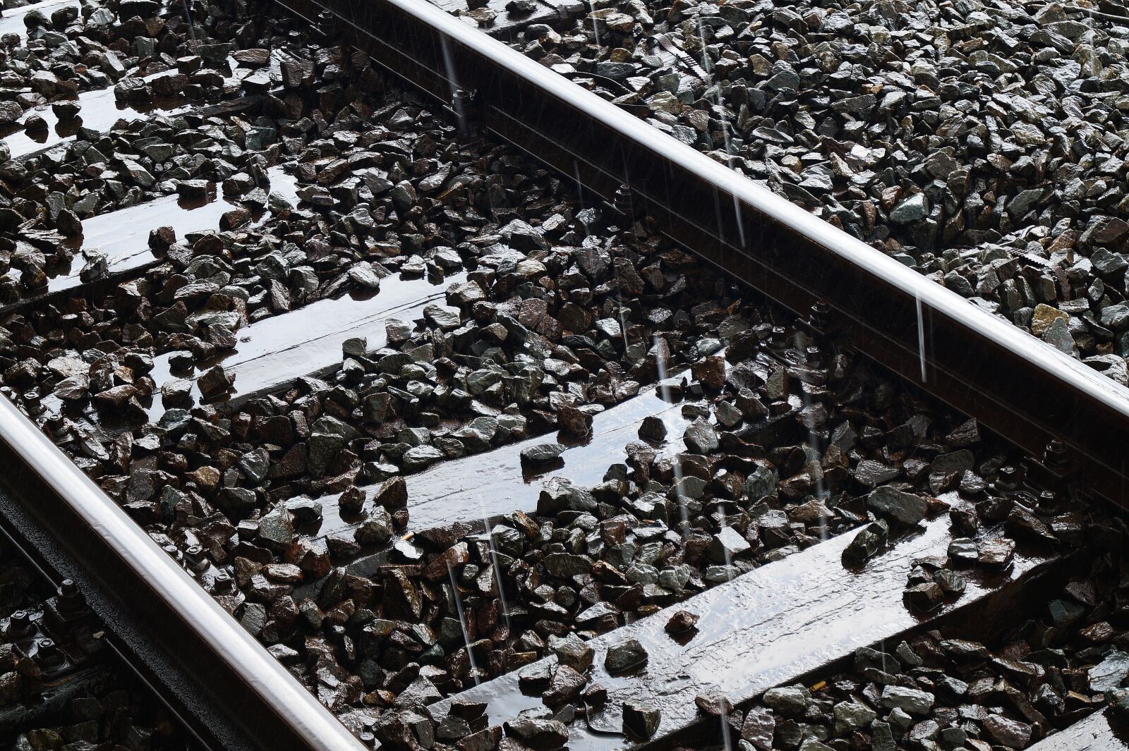 Sony DT 18-55mm F3.5-5.6 SAM II sample photo. Rails, rainy, train photography