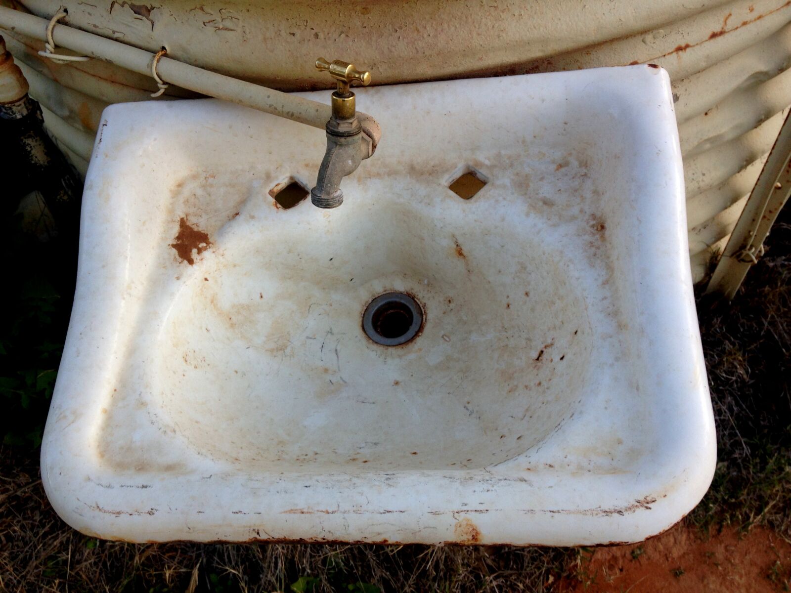 iPhone 5c back camera 4.12mm f/2.4 sample photo. Drain, old, sink, tank photography