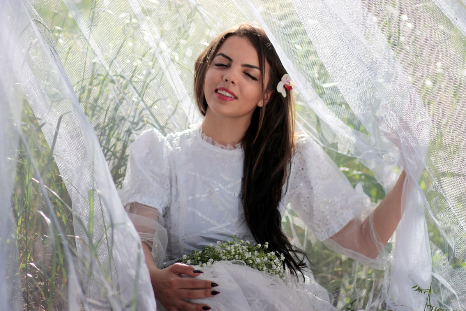 Canon EOS 450D (EOS Rebel XSi / EOS Kiss X2) sample photo. Girl, veil, white photography