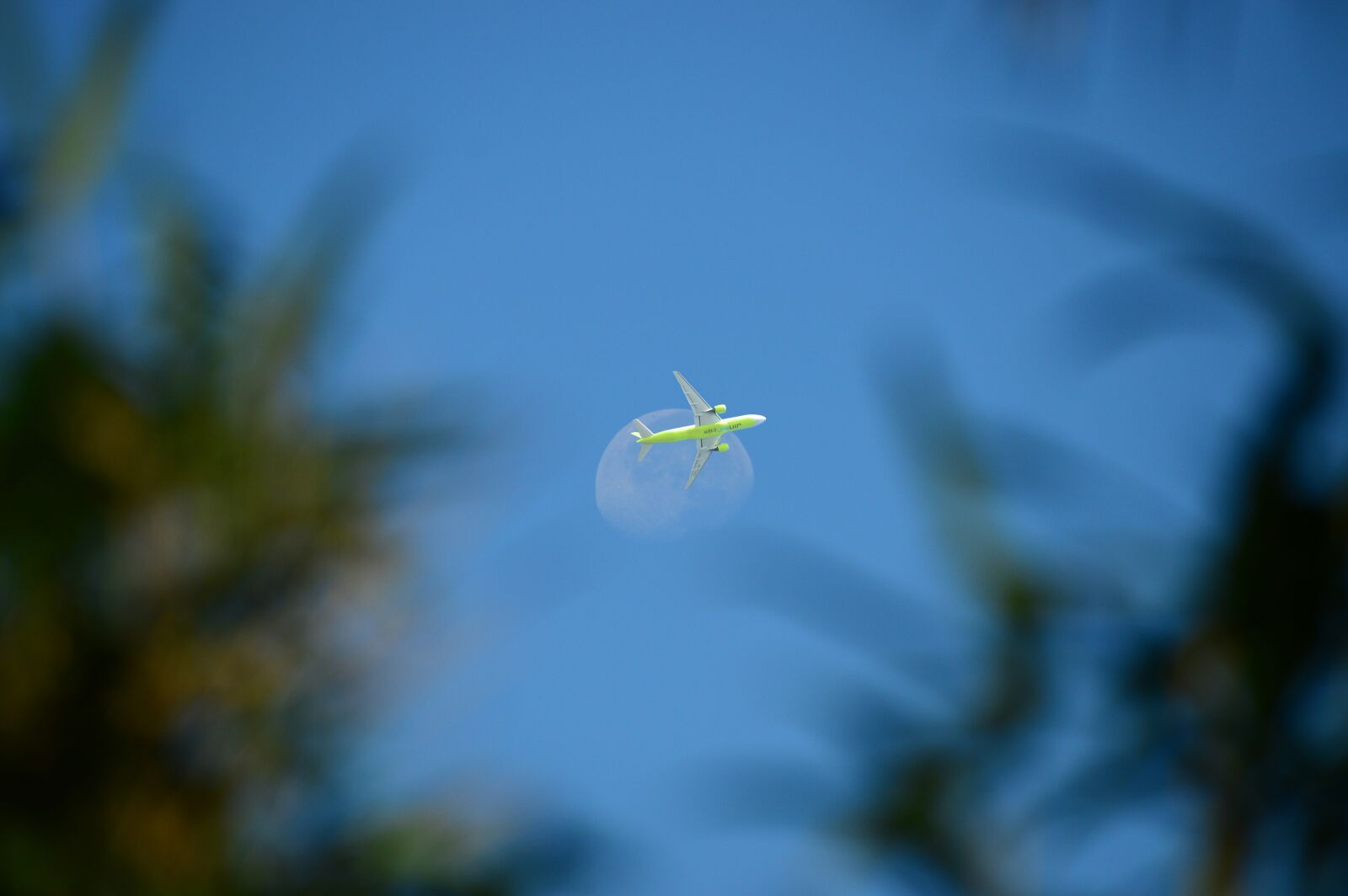 Nikon D3200 sample photo. Plane, moon, airliner photography