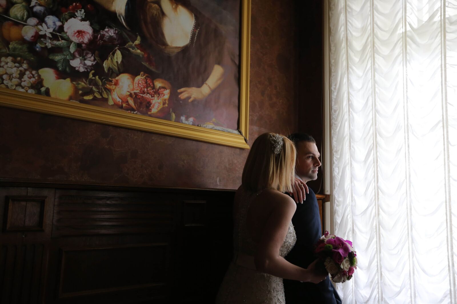 Canon EF 16-35mm F2.8L II USM sample photo. Bride, confidence, curtain, fine photography
