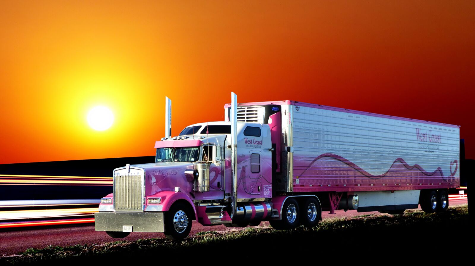 Panasonic Lumix DMC-FZ200 sample photo. Sunset, truck american, light photography