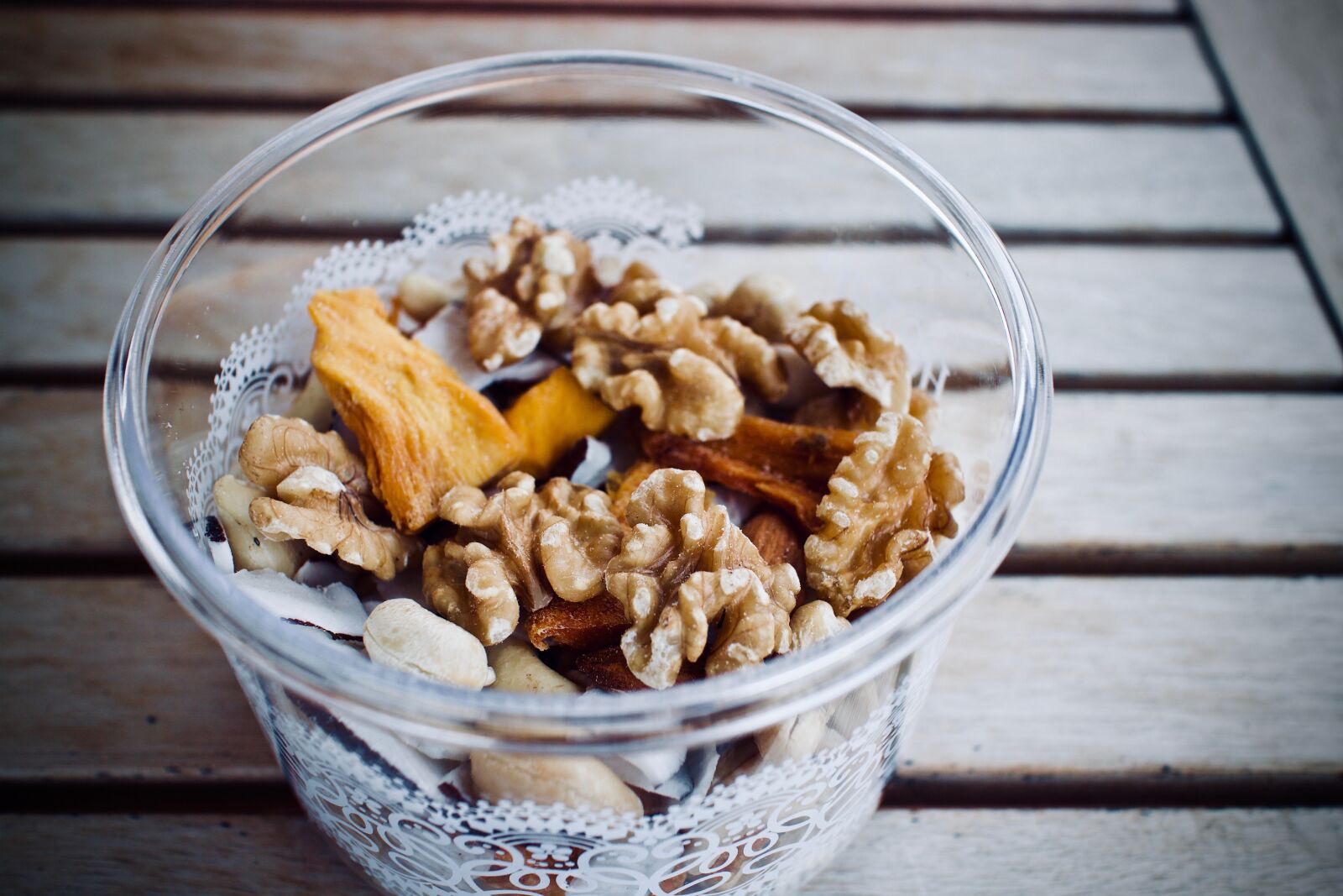 Canon EOS M + Canon EF-M 22mm F2 STM sample photo. Dried fruit, walnuts, coconut photography