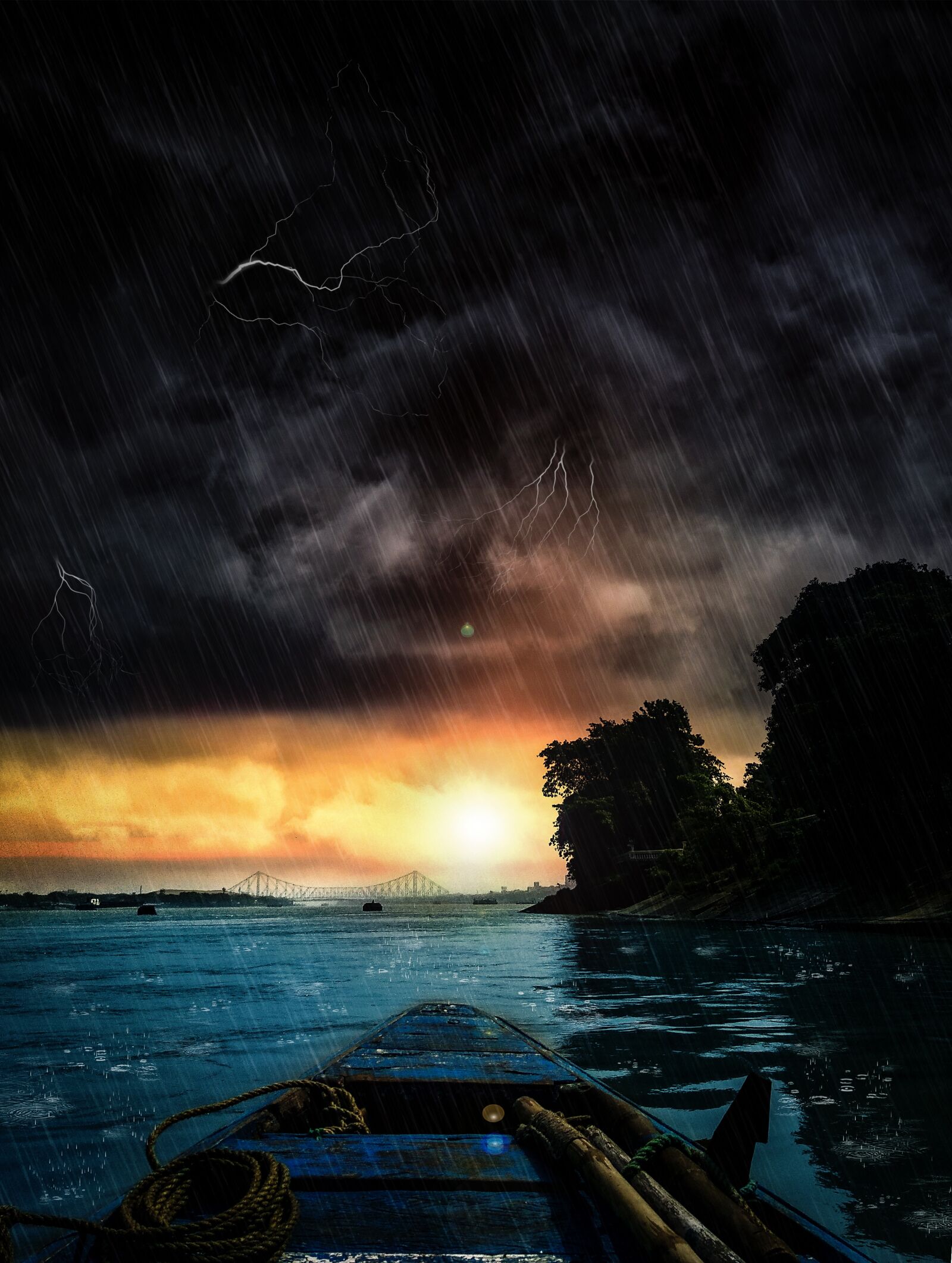 Xiaomi Redmi Note 5 sample photo. Rain, storm, boat photography