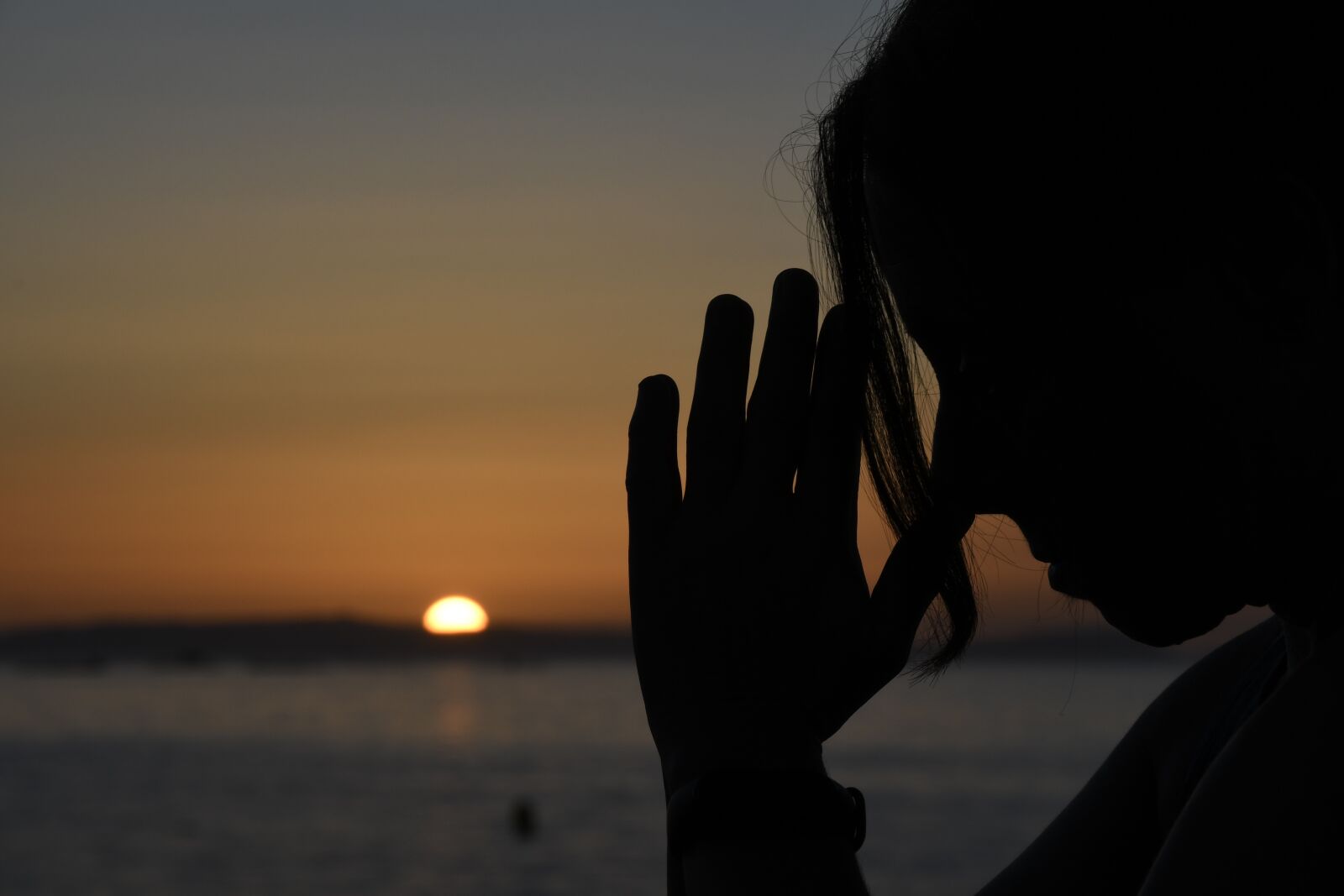 Nikon D500 sample photo. Praying gesture, sunset, silhouette photography