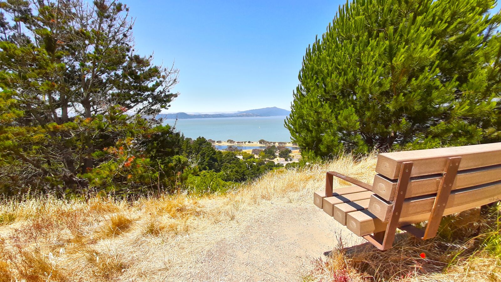 Samsung Galaxy A50 sample photo. Park bench, place, quiet photography