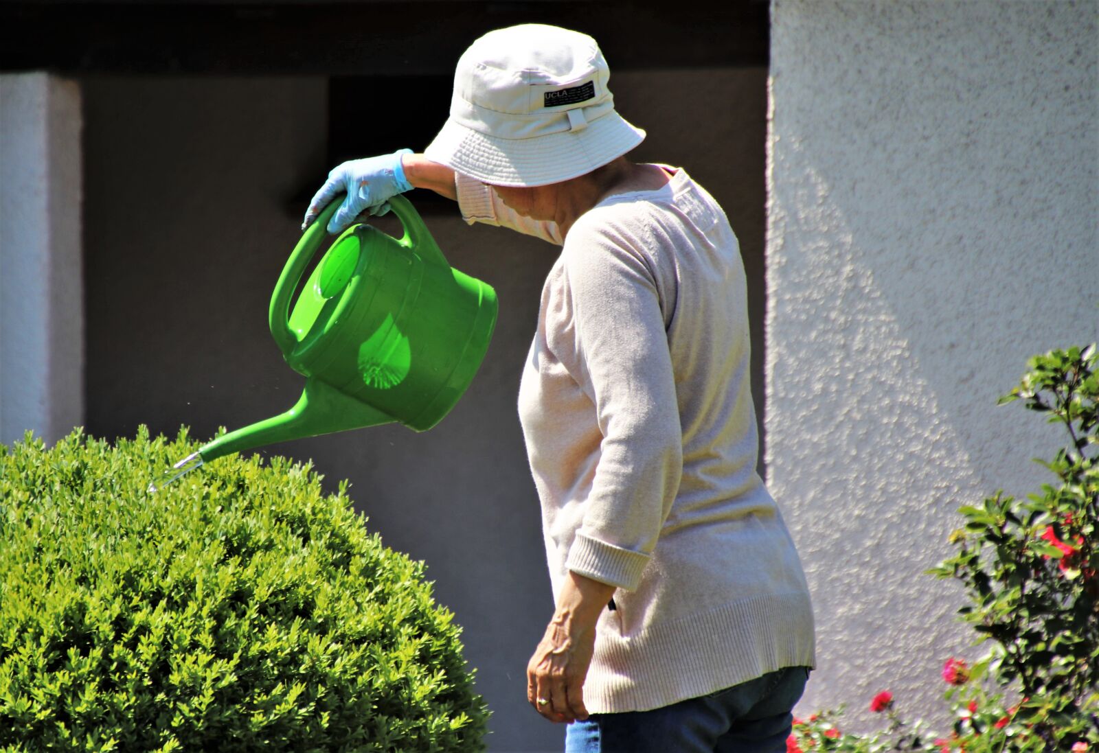 Canon EOS 80D sample photo. Hat, watering can, pensioner photography