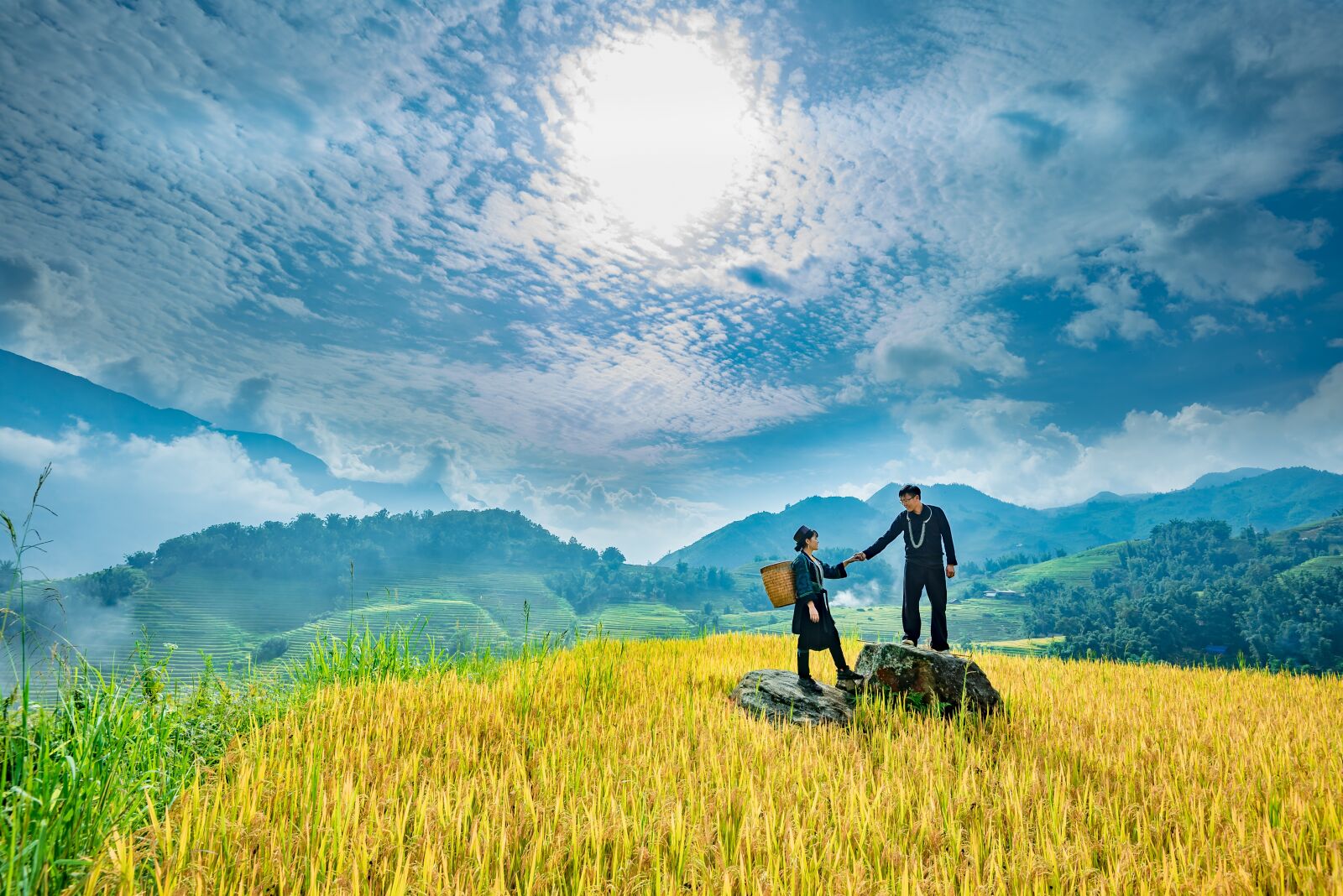 Nikon D750 sample photo. Landscape, rice, couple photography