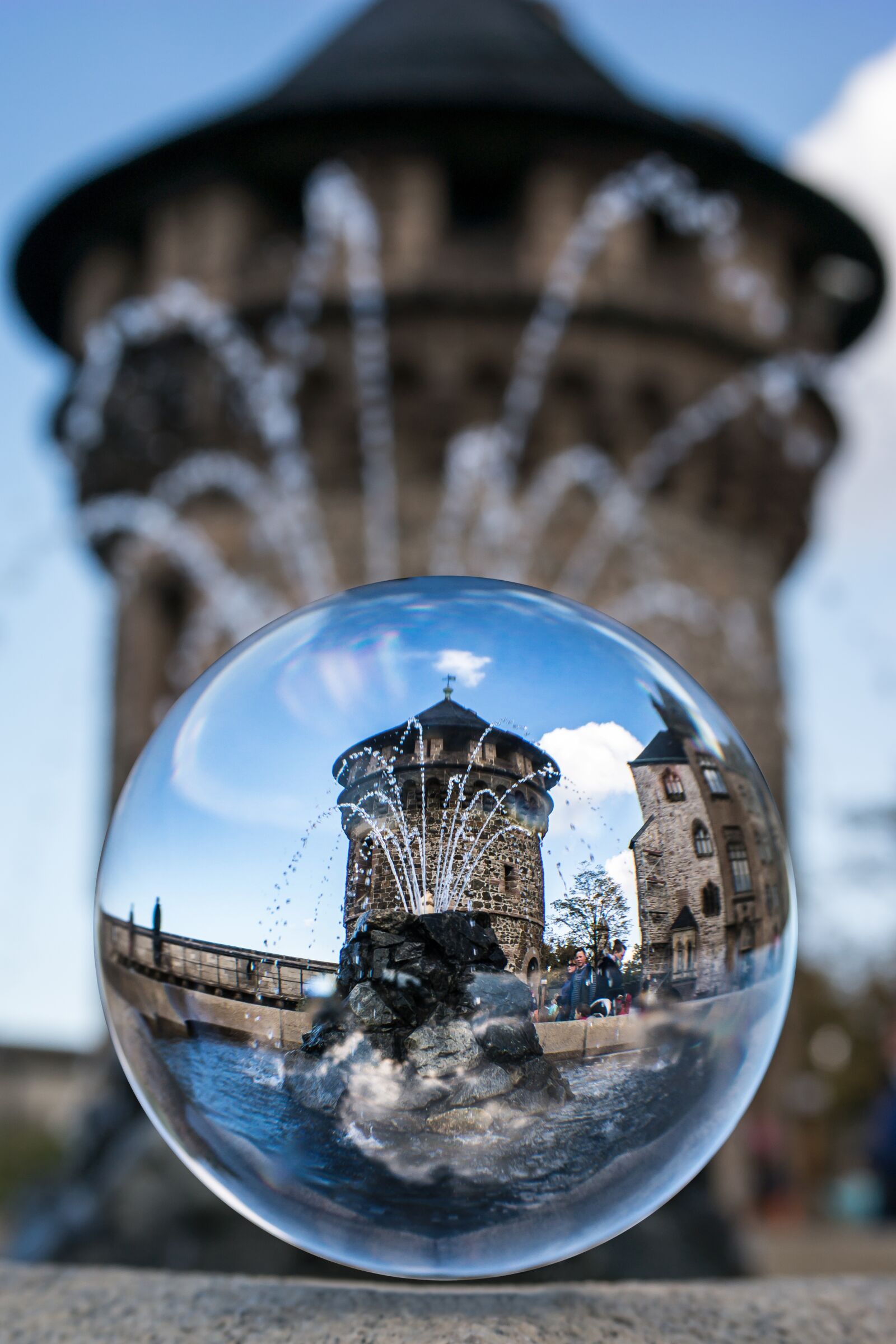 Samsung NX300M sample photo. Glass ball, tower, fountain photography